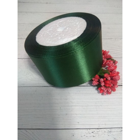 Ленты атласные однотонные 5 см*25 ярдов цв. изумрудный 49, цена за 5 м